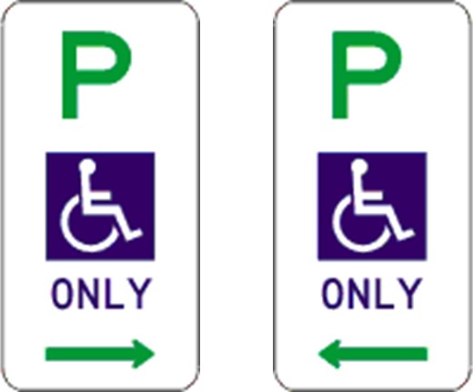 Mobility parking signs