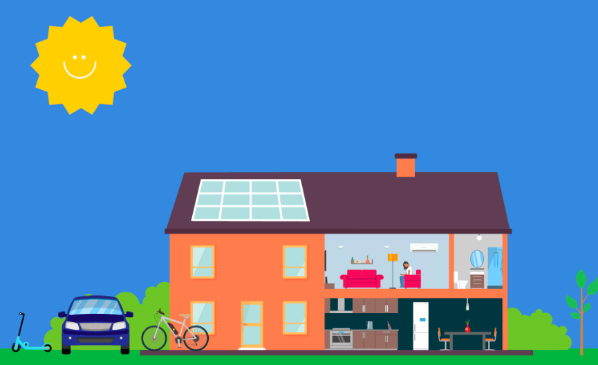 Picture of House with solar and electric appliances