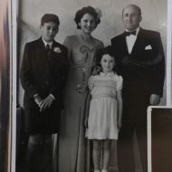 My_sister_Joy_and_my_parents_Queenie_and_Monty_at_my_Bar_Mitzvah,_March_1947.JPG