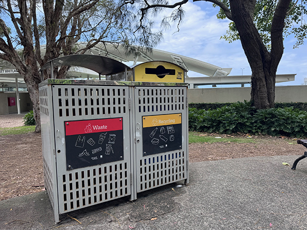 red and yellow bin