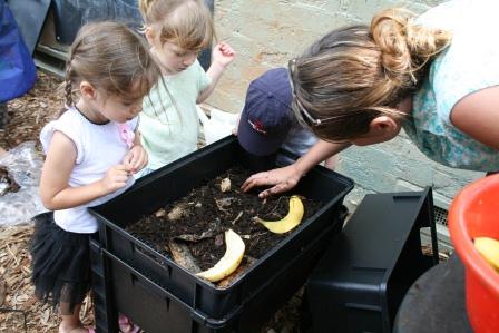 Working together to build a wormfarm.