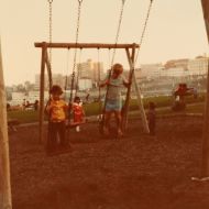 Bondi_Beach_Playground_now_Dolphin_Lawn,_with_sister_1978LG.JPG