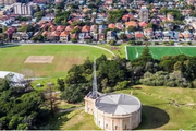 Aerial photo of Waverley Park showing cricket oval and mutlipurpose courts
