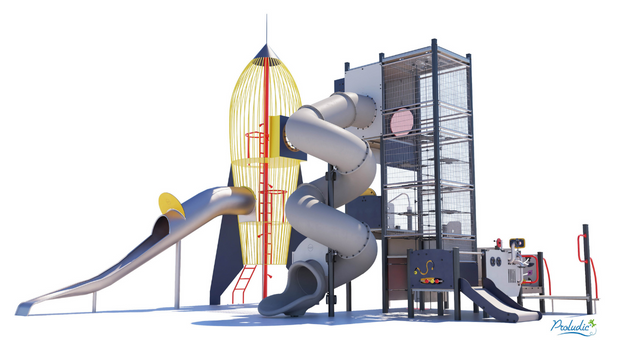 Graphic image of potential rocket ship design for the upgraded Waverley Park play space