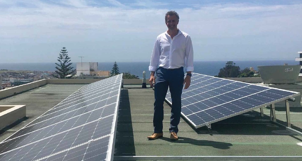Solar panels on apartment building