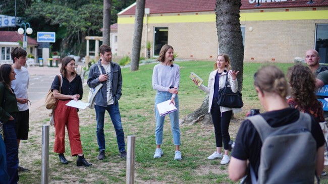 a group of people taking part in a walkshop for regen sydney